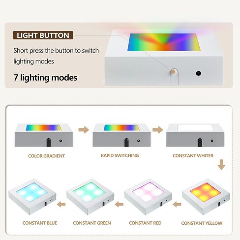 ZEERSHEE 3.1" LED Display Pedestal with Multi-Color Lighted Base – Professional Crystal Display Stand for Glass Art, 3D Laser Crystals & Figurines – Versatile Pedestal for Desktop & Office Decor in Saudi Arabia