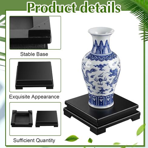 2 Pcs Square Wooden Display Stand, 6.9" x 6.7" x 2" Wood Display Base Square Vase Riser Teapot Aquarium Lamp Base Home Decoration in Saudi Arabia