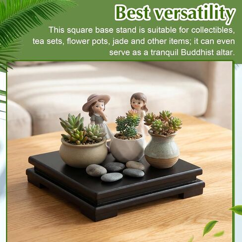 2 Pcs Square Wooden Display Stand, 6.9" x 6.7" x 2" Wood Display Base Square Vase Riser Teapot Aquarium Lamp Base Home Decoration in Saudi Arabia