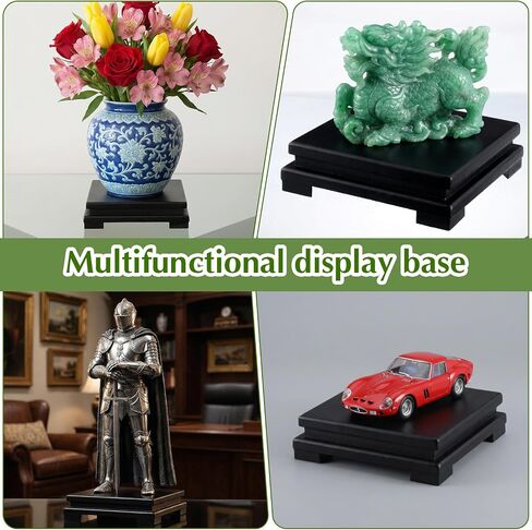 2 Pcs Square Wooden Display Stand, 6.9" x 6.7" x 2" Wood Display Base Square Vase Riser Teapot Aquarium Lamp Base Home Decoration in Saudi Arabia