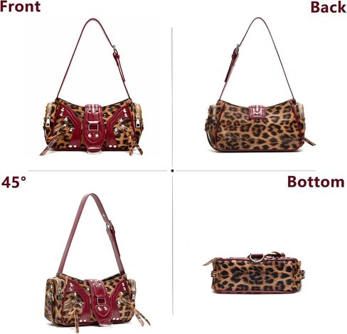 Leopard Print Purse Y2k Cheetah Buckle Bag Studded Vintage Going Out Clutch Shoulder Bag Handbag For Women in Saudi Arabia