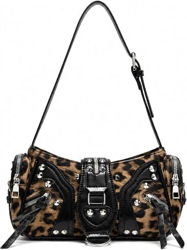 Leopard Print Purse Y2k Cheetah Buckle Bag Studded Vintage Going Out Clutch Shoulder Bag Handbag For Women in Saudi Arabia