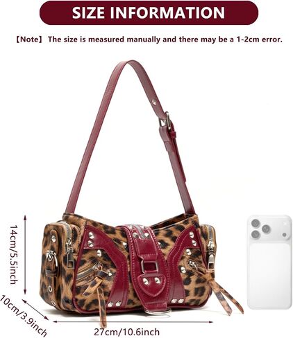 Leopard Print Purse Y2k Cheetah Buckle Bag Studded Vintage Going Out Clutch Shoulder Bag Handbag For Women in Saudi Arabia
