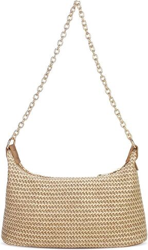 Women's Straw Woven Shoulder Bag Summer Vacation Beach Purse Tote Handbag in Saudi Arabia