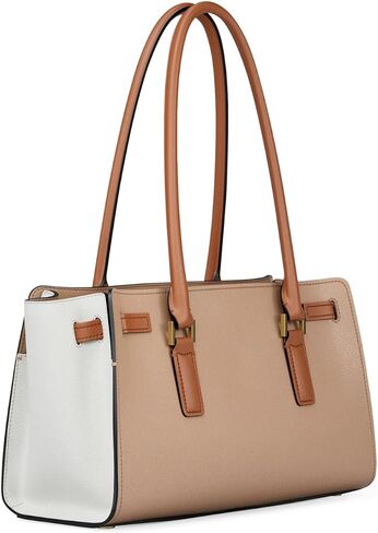 Michael Kors Women's Hamilton Moderne Small Shoulder Tote, Gold-Tone Hardware/Urbino Leather/Khaki Multi in Saudi Arabia