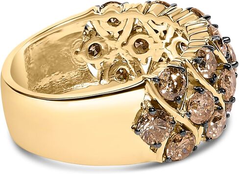 10K Yellow Gold Plated .925 Sterling Silver 3.0 Cttw Champagne Diamond Multi Lattice Band Ring in Kuwait