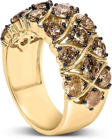 10K Yellow Gold Plated .925 Sterling Silver 3.0 Cttw Champagne Diamond Multi Lattice Band Ring in Kuwait