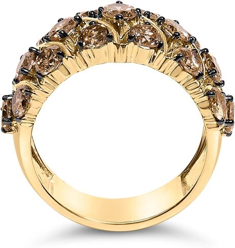 10K Yellow Gold Plated .925 Sterling Silver 3.0 Cttw Champagne Diamond Multi Lattice Band Ring in Kuwait
