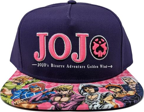 قبعة Ripple Junction JoJo's Bizarre Adventure الملونة على شكل رقعة الشطرنج قابلة للتعديل باللون الأزرق الداكن للأب in Kuwait