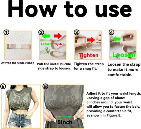 Adjustable Crop Tuck Belt(23.6" to 75") Elastic Waist Band to Change The Style & Secure Sweaters & Tops, and Shirts in Kuwait