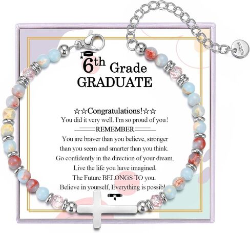5th 6h 8th Grade Graduation Gifts for Girls Cross Bracelet Elementary Middle School Graduation Bracelet Jewelry Card Gifts for Girls Daughter Granddaughter Sister Niece Christian in Saudi Arabia