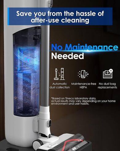 Tineco Pure ONE Station 5 Cordless Smart Vacuum with 2.5L Auto Dust Base, Full-Path Self-Cleaning, 175W Suction, ZeroTangle Tech, iLoop Smart Sensor, Suitbale for Hard Floor & Carpet in Kuwait
