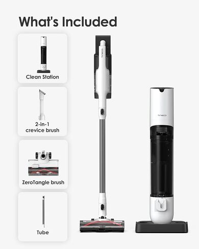Tineco Pure ONE Station 5 Cordless Smart Vacuum with 2.5L Auto Dust Base, Full-Path Self-Cleaning, 175W Suction, ZeroTangle Tech, iLoop Smart Sensor, Suitbale for Hard Floor & Carpet in Kuwait