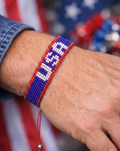 Flag Handmade Bracelets, Adjustable Beaded Bracelets for Men Women, Patriotic Bracelet for Soccer Fans, International Soccer Match Accessory, Home Country Pride Sports Jewelry in Saudi Arabia