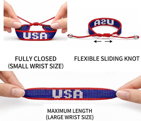 Flag Handmade Bracelets, Adjustable Beaded Bracelets for Men Women, Patriotic Bracelet for Soccer Fans, International Soccer Match Accessory, Home Country Pride Sports Jewelry in Saudi Arabia