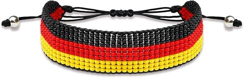 Flag Handmade Bracelets, Adjustable Beaded Bracelets for Men Women, Patriotic Bracelet for Soccer Fans, International Soccer Match Accessory, Home Country Pride Sports Jewelry in Saudi Arabia