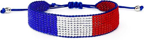 Flag Handmade Bracelets, Adjustable Beaded Bracelets for Men Women, Patriotic Bracelet for Soccer Fans, International Soccer Match Accessory, Home Country Pride Sports Jewelry in Saudi Arabia