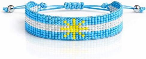 Flag Handmade Bracelets, Adjustable Beaded Bracelets for Men Women, Patriotic Bracelet for Soccer Fans, International Soccer Match Accessory, Home Country Pride Sports Jewelry in Saudi Arabia