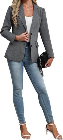 Lei sure Womens Wool Plaid Blazer Lapel Collar Long Sleeve 2 Button Blazer Jacket Business Casual Outfits Work Office Clothes in Saudi Arabia