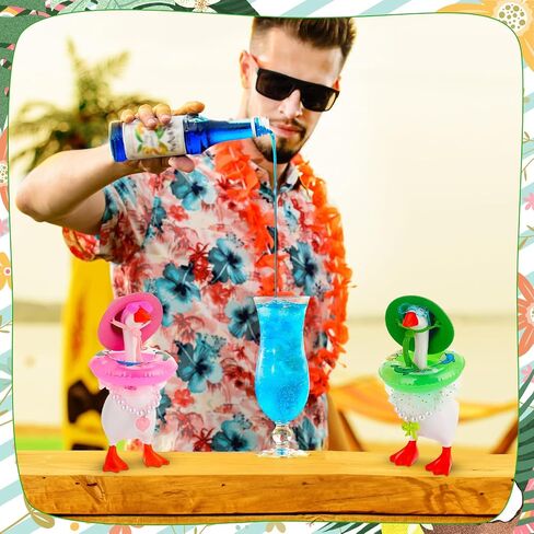 6 Set Hawaiian Desk Goose Outfits 7 Inches Summer Holiday Mini Porch Goose Outfits Hats Sunglasses Swimming Ring Necklaces Dresses Costume for Magnetic Porch Geese Key Holder Decor in Saudi Arabia
