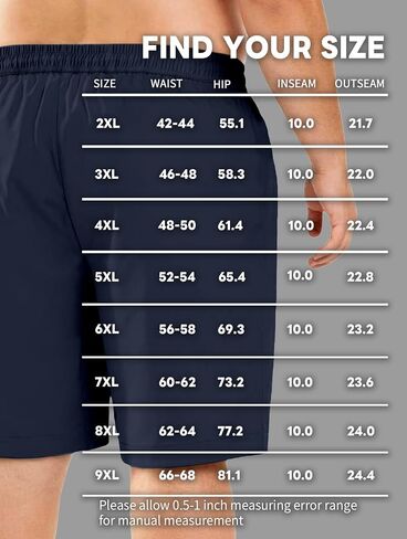 Big and Tall Men's Trunks with Compression Liner Quick Dry Bathing Suit Summer Beach Shorts, Navy-Black 7XL in Saudi Arabia
