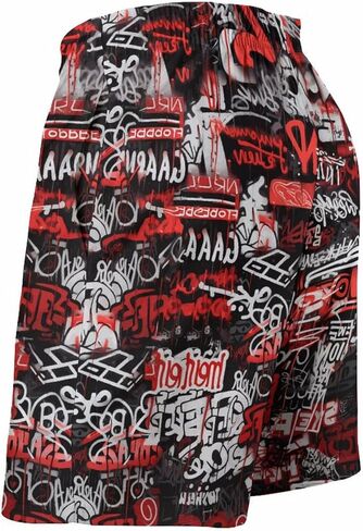 Mens Vintage Graffiti Swim Trunks Swim Shorts Quick Dry Inseam Beach Shorts with Compression Liner and Pocket,Red,M, Medium in Saudi Arabia