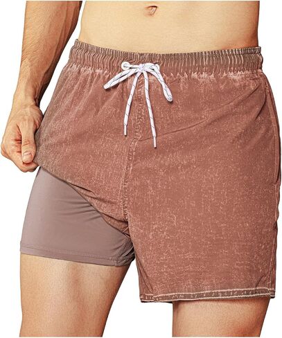 BRISIRA Mens Swim Trunks Vintage Compression Liner 5 inch Retro Swim Shorts Quick Dry Bathing Suit Lightweight Pocket in Kuwait