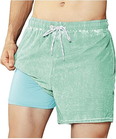 BRISIRA Mens Swim Trunks Vintage Compression Liner 5 inch Retro Swim Shorts Quick Dry Bathing Suit Lightweight Pocket in Kuwait