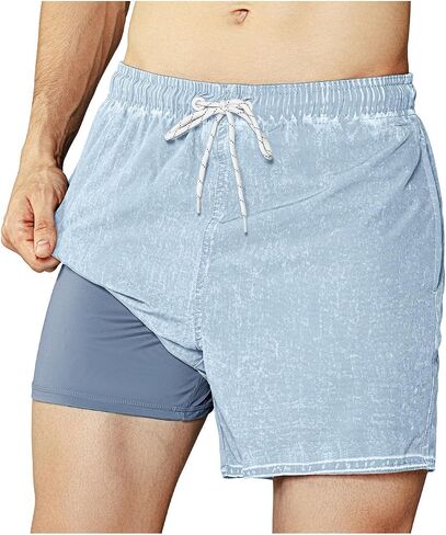 BRISIRA Mens Swim Trunks Vintage Compression Liner 5 inch Retro Swim Shorts Quick Dry Bathing Suit Lightweight Pocket in Kuwait
