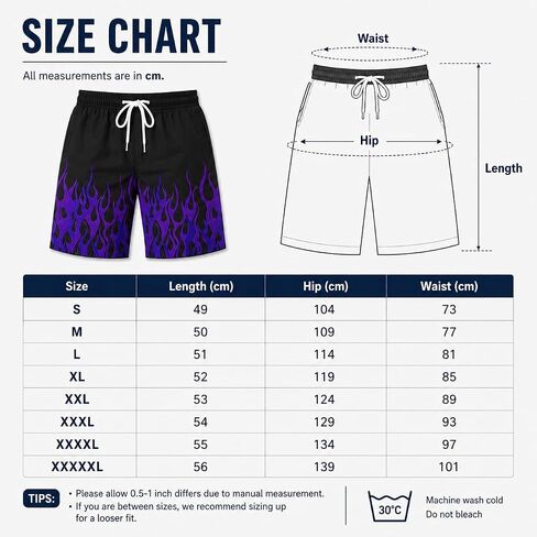 Men Trendy Drawstring Quick Dry Swim Trunks with Pockets Casual Flame Print Beach Bathing Suits in Kuwait