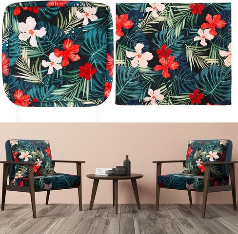 SmoothNovelty 2 Pcs Hawaiian Outdoor Cushion Covers Waterproof Precision Patio Seat Pillow Back Slipcovers Fit for Garden, Backyard, Poolside Furniture in Kuwait