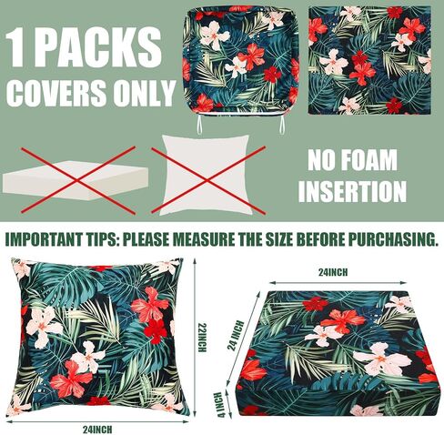 SmoothNovelty 2 Pcs Hawaiian Outdoor Cushion Covers Waterproof Precision Patio Seat Pillow Back Slipcovers Fit for Garden, Backyard, Poolside Furniture in Kuwait