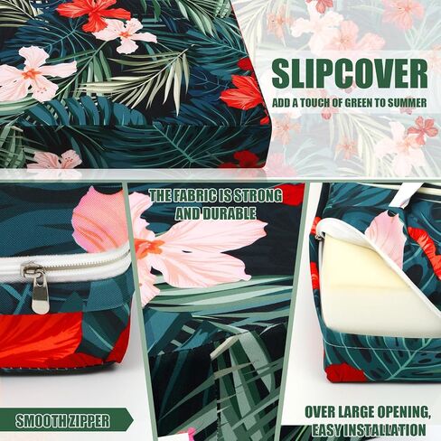 SmoothNovelty 2 Pcs Hawaiian Outdoor Cushion Covers Waterproof Precision Patio Seat Pillow Back Slipcovers Fit for Garden, Backyard, Poolside Furniture in Kuwait