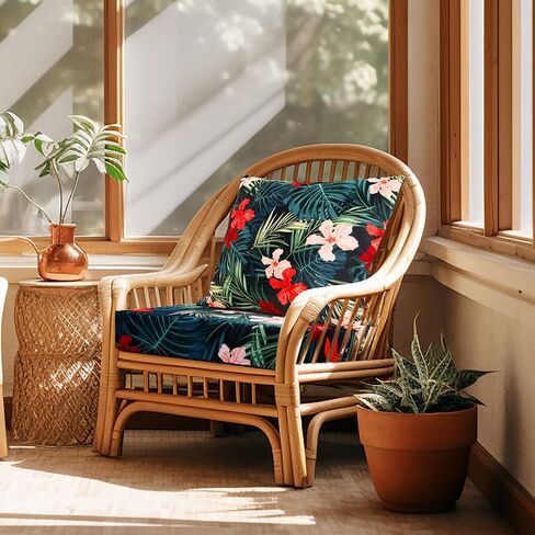SmoothNovelty 2 Pcs Hawaiian Outdoor Cushion Covers Waterproof Precision Patio Seat Pillow Back Slipcovers Fit for Garden, Backyard, Poolside Furniture in Kuwait