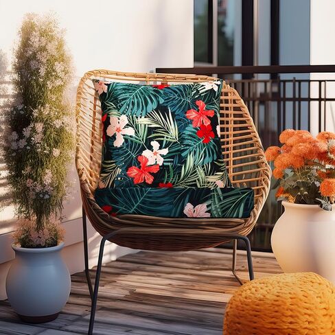 SmoothNovelty 2 Pcs Hawaiian Outdoor Cushion Covers Waterproof Precision Patio Seat Pillow Back Slipcovers Fit for Garden, Backyard, Poolside Furniture in Kuwait