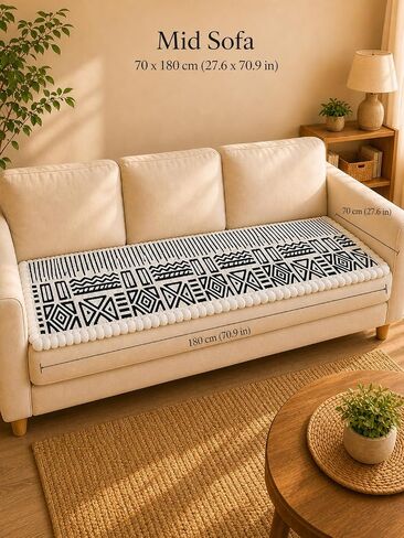 HANAHREUM Couch Covers for Sofa, Boho Aztec Western Dog Cover Washable, Non Slip Soft Thick Pet Couch Protector, Black White Pad for Loveseat & 2 Seater (Black White, 27.6"x70.9") in Saudi Arabia