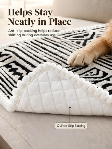 HANAHREUM Couch Covers for Sofa, Boho Aztec Western Dog Cover Washable, Non Slip Soft Thick Pet Couch Protector, Black White Pad for Loveseat & 2 Seater (Black White, 27.6"x70.9") in Saudi Arabia