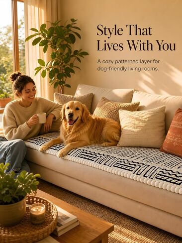 HANAHREUM Couch Covers for Sofa, Boho Aztec Western Dog Cover Washable, Non Slip Soft Thick Pet Couch Protector, Black White Pad for Loveseat & 2 Seater (Black White, 27.6"x70.9") in Saudi Arabia