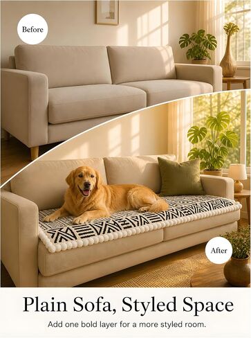 HANAHREUM Couch Covers for Sofa, Boho Aztec Western Dog Cover Washable, Non Slip Soft Thick Pet Couch Protector, Black White Pad for Loveseat & 2 Seater (Black White, 27.6"x70.9") in Saudi Arabia