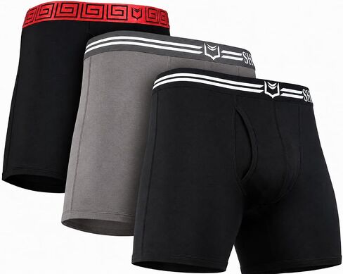 SHEATH 4.0 | 3-Pack Bundle | Men's Modal Dual Pouch Boxer Briefs | Premium Comfort Underwear - Black/Red, Black/White, Gray/White - Large in Saudi Arabia
