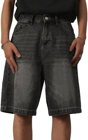 Baggy Jean Shorts Men,y2k Jorts Hip Hop, Mens Denim Shorts Loose Fit Vintage Streetwear Summer in Kuwait
