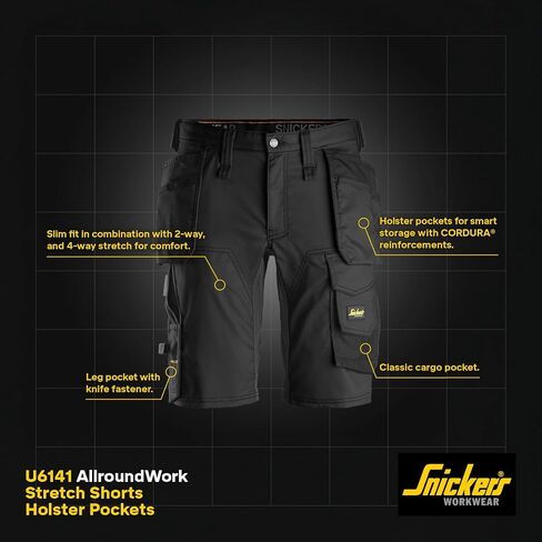 Snickers Workwear U6141 Stretch Shorts Holster Pockets Men’s Work Shorts, 4-Way Stretch, Durable Utility Fit in Kuwait