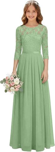 Junior Bridesmaid Dresses Lace A-Line Flower Girl Dresses for Wedding Chiffon Girls Formal Dress in Saudi Arabia