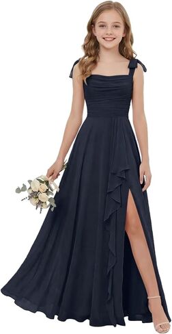 Slit Junior Bridesmaid Dress Chiffon Flower Girl Dresses for Wedding A-Line Girls Formal Party Dress in Kuwait