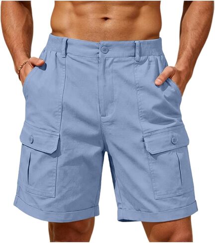 Mens Cargo Shorts Casual Lightweight Work Utility Shorts for Men with Multi Pockets Outdoor Summer Vacation Outfits in Saudi Arabia