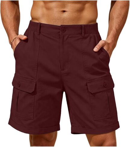Mens Cargo Shorts Casual Lightweight Work Utility Shorts for Men with Multi Pockets Outdoor Summer Vacation Outfits in Saudi Arabia