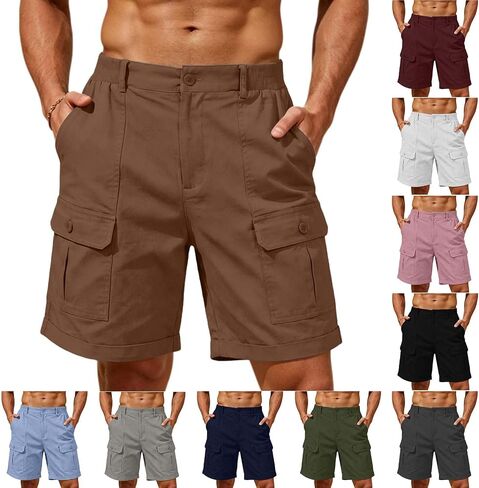 Mens Cargo Shorts Casual Lightweight Work Utility Shorts for Men with Multi Pockets Outdoor Summer Vacation Outfits in Saudi Arabia