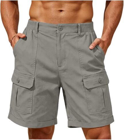 Mens Cargo Shorts Casual Lightweight Work Utility Shorts for Men with Multi Pockets Outdoor Summer Vacation Outfits in Saudi Arabia