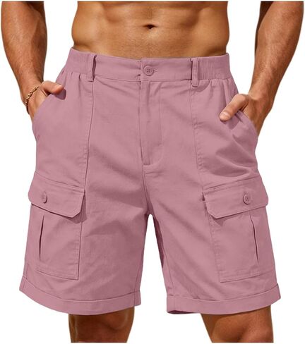 Mens Cargo Shorts Casual Lightweight Work Utility Shorts for Men with Multi Pockets Outdoor Summer Vacation Outfits in Saudi Arabia