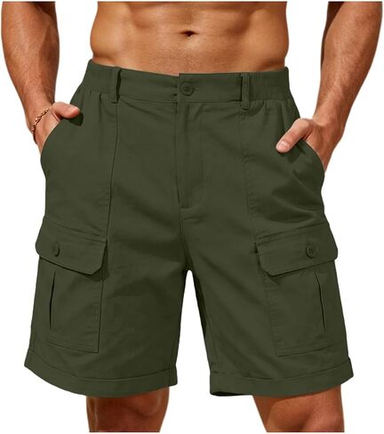 Mens Cargo Shorts Casual Lightweight Work Utility Shorts for Men with Multi Pockets Outdoor Summer Vacation Outfits in Saudi Arabia